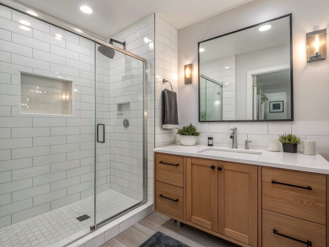 Modern bathroom remodel in Lakeland featuring premium tile and fixtures