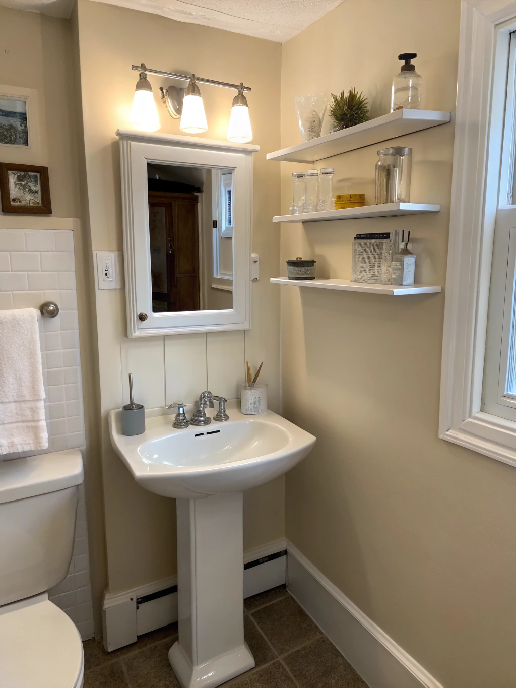 Storage update for small bathroom remodel in Lakeland FL
